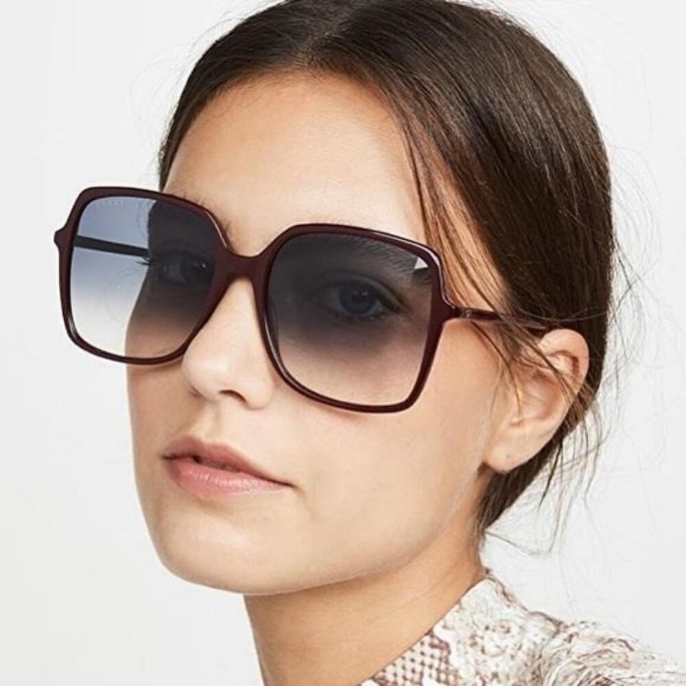 💯- New Authentic GUCCI Oversized Square GG0544S Sunglasses Burgundy